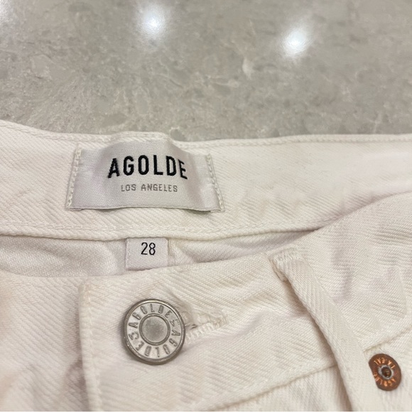 AGOLDE 90’s Jeans Mid Rise Loose Fit Vanish White Distressed Size 28 - Picture 4 of 16